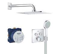 GROHE Grohtherm SmartControl - Concealed Shower Set with 2 Valves and Hand Shower Holder (Arm 286 mm, 1 spray 254 mm Head Shower, 2 Spray 115 mm Hand Shower, Hose 1.25 m, Thermostat), Chrome, 34742000