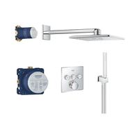 GROHE Grohtherm SmartControl - Concealed Thermostatic Push Button Shower Set (SmartActive Cube 310mm Head Shower 2 Sprays, Hand Shower 1 Spray, Hose 1.5m, Turn for Volume Adjustment), Chrome, 34706000