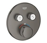 GROHE Grohtherm SmartControl Thermostat for Shower or Bath (Final Installation for Rapido SmartBox, 2 Valves, Push for ON-Off, Turn for Water Adjustment, Round Shape), Brushed Anthracite, 29119AL0