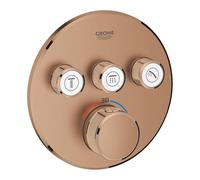 GROHE Grohtherm SmartControl Thermostat for Shower or Bath (Final Installation for Rapido SmartBox, 3 Valves, Push for ON-Off, Turn for Water Adjustment, Round Shape), Brushed Rose Gold, 29121DL0