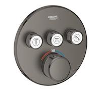GROHE Grohtherm SmartControl Thermostat for Shower or Bath (Final Installation for Rapido SmartBox, 3 Valves, Push for ON-Off, Turn for Water Adjustment, Round Shape), Brushed Anthracite, 29121AL0