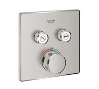 GROHE Grohtherm Smartcontrol Thermostat for Shower, with Concealed Installation and Two Valves Square Shape, Stainless Steel Look Eco-Friendly and Safety Features 29124DC0
