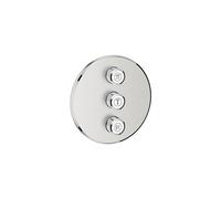 GROHE Grohtherm Smartcontrol Triple Volume Control Trim Set for Concealed Installation, with Three Valves Round Shape, Stainless Steel Look, Made In