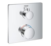 GROHE Grohtherm - Thermostatic Shower Mixer Trim Set to Control 2 showers - Concealed installation for GROHE Rapido SmartBox (35 600) - Safety Button at 38°C - Metal Escutcheon - Chrome - 24079000