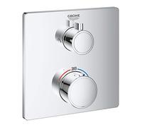 GROHE Grohtherm - Thermostatic Shower Mixer Trim Set to Control 2 showers - Concealed installation for GROHE Rapido SmartBox (35 600) - Safety Button at 38°C - Metal Escutcheon - Chrome - 24079000
