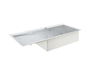 GROHE K1000 - Stainless Steel Kitchen Sink with Drainer (Right Side, Top Mount or Flush Mount, with Overflow and Automatic Waste Fitting, 1 Bowl 71x40 cm, Thickness 1.2 mm), 116x52 cm, 31582SD1