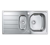 GROHE K200 Stainless Steel kitchen Sink with Drainer, 1.5 Bowl Built-In, with Overflow and Automatic Waste Fitting, 965x500mm, 31564SD1