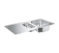 GROHE K200 Stainless Steel kitchen Sink with Drainer, 1.5 Bowl Built-In, with Overflow and Automatic Waste Fitting, 965x500mm, 31564SD1