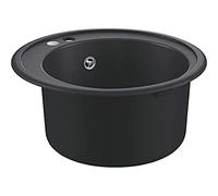 GROHE K400 Composite Sink with Drainer, 86cm, in Granite Black, Top-Mounted, 1 Bowl, with Overflow and Automatic Waste Fitting 31640AP0