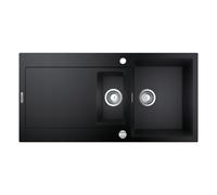 Grohe K500 Granite Black Composite Quartz 2 Bowl Kitchen Sink 500mm X 1000mm