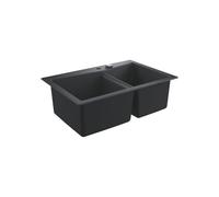 GROHE K700 Composite Double Sink, 838cm, in Granite Black, Top-Mounted, with Overflow and Automatic Waste Fitting 31657AP0