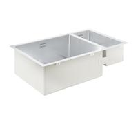 GROHE K700 - Stainless Steel 1.5 Bowl Kitchen Sink with Overflow (Undermount, Top Mount or Flush Mount, 1 Bowl 50x40x20 cm, 0.5 Bowl 18x40x14 cm, Thickness 1 mm, with Fitting Set), 76x45 cm, 31575SD1