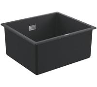 GROHE K700U - Quartz Composite Sink Undermounted with Overflow (1 bowl 417 x 366 x 203 mm, Included: Waste Kit, Basket Strainer Waste, Mounting Set), Dimensions: 457 x 406 mm, Granite Black, 31653AP0
