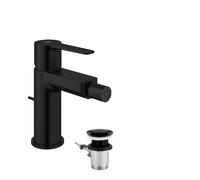 GROHE Lineare Bidet Mixer Tap with Pop-Up Waste Set (Deck Mounted, S-Size 145mm, Water Saving, Ball-Joint Mousseur, 28 mm Ceramic Cartridge, 3/8 Inch Tails), Matt Black, 338482431