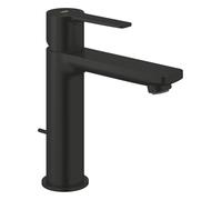 GROHE Lineare Single-Lever Basin Mixer Tap with Pop-Up Waste Set (Size 180mm, 28 mm Ceramic Cartridge, Water Saving Mousseur 5.7 l/min, Tails 3/8 Inch), Matt Black, 321142431