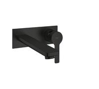 GROHE Lineare Wall-Mounted Two-Hole Basin Mixer Without Concealed Body (Tap with a Rectangular Spout Projection 207mm, Centre Distance 110 mm, Water Saving Mousseur 5 l/min), Matt Black, 234442431