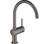 Grohe Minta Hard Graphite C-Spout Kitchen Mixer Tap, Single-Lever, 223 mm Spout Reach, 46 mm Silkmove, 32917A00