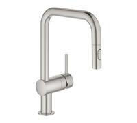 Grohe Minta Single Lever Sink Mixer With 2-Jet Pull-Out Spray, Supersteel (32322Dc2)