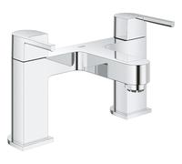 GROHE Plus 2-Handle Bath Mixer Tap (Deck Mounted Tub Filler, Headpart 3/4", Recommended Pressure 0.2-5.0 bar), Chrome, 25132003