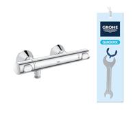GROHE Precision Flow - Wall Mounted Thermostatic Shower Mixer (Safety Button at 38°C, Temperature Limiter at 43°C Included, Eco Technology to Reduce Water and Energy Consumption), Chrome, 34840000
