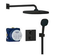 Grohe Precision Matt Black Wall-Mounted Thermostatic H/p Combi Mixer Shower With 2 Heads & 1.5M Hose Length