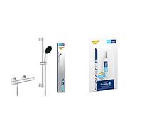 GROHE Precision Start & QuickGlue S - Exposed Thermostat Shower Set (Round 11 cm Hand Shower 1 Spray: Rain, Shower Hose 1.75 m, Shower Rail 60 cm, Safety Functions, Water Saving), Chrome, 34597001