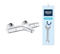 GROHE Precision Trend Thermostatic Bath Filler, Chrome, 34227002 | Wall Mounted, CoolTouch, Metal Grip, Safety button at 38°C, Diverter: bath/shower, Bottom outlet 1/2", with QuickSpanner