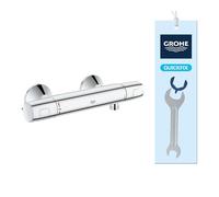 GROHE Precision Trend - Wall Mounted Exposed Cool Touch Shower Thermostat (Metal Grip, Safety Button at 38°C, Adjustable Economy Stop, QuickSpanner Included), Size 307 mm, Chrome, 34229002