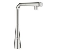Grohe Zedra Smartcontrol Kitchen Sink Mixer Tap With Pull Out Spray - Super steel Finish: Super steel