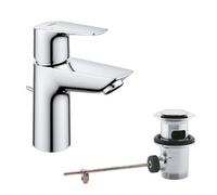 Grohe Quickfix Start Edge Small Chrome Effect Basin Mono Mixer Tap With Pop-Up Waste