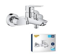 GROHE QUICKFIX Start - Wall Mounted Single-Lever Bath Shower Mixer (Metal Lever, 35 mm Ceramic Cartridge, Automatic Diverter: Bath/Shower, Integrated Non-Return Valve, Quick Spanner), Chrome, 24206002