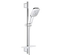 GROHE Rainshower 130 Smartactive Cube Shower Rail Set 3-Spray 130mm Hand Shower with 600mm Rail, 1750mm Silverflex Hose Chrome Finish Made in Germany 26583000