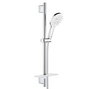 GROHE Rainshower 130 Smartactive Shower Rail Set 3-Spray 130mm Hand Shower with 600mm Rail, 1750mm Silverflex Hose Chrome Finish and White Spray Plate Made in Germany 26576LS0