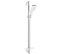 GROHE Rainshower 130 Smartactive Shower Rail Set Water-Saving 3-Spray 130mm Hand Shower with 900mm Rail, 1750mm Silverflex Hose Chrome Finish and White Spray Plate Made in Germany 26587LS0