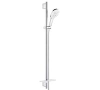 GROHE Rainshower 130 Smartactive Shower Rail Set Water-Saving 3-Spray 130mm Hand Shower with 900mm Rail, 1750mm Silverflex Hose Chrome Finish and White Spray Plate Made in Germany 26579LS0