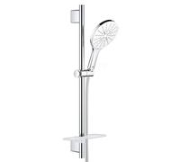 GROHE Rainshower 150 Smartactive Shower Rail Set Water-Saving 3-Spray 150mm Hand Shower with 600mm Rail, 1750mm Silverflex Hose Chrome Finish and White Spray Plate Made in Germany 26592LS0