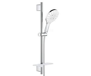 GROHE Rainshower 150 Smartactive Shower Rail Set Water-Saving 3-Spray 150mm Hand Shower with 600mm Rail, 1750mm Silverflex Hose Chrome Finish and White Spray Plate Made in Germany 26592LS0