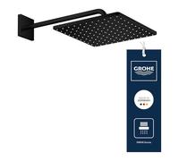 GROHE Rainshower 310 Mono Cube Head Shower Set (Wall Mounted, Water Saving Showerhead 310mm with 422mm Shower Arm, PureRain Spray Pattern), Square Shape, Matt Black, 265642430