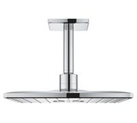 GROHE Rainshower 310 Smartactive Cube Head Shower Set with 2 Spray Options 310mm Ceiling-Mounted Showerhead with 142mm Shower Arm, Chrome Finish, Square Shape Made In Germany 26481000