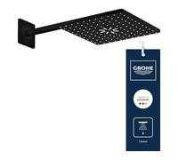 GROHE Rainshower 310 SmartActive Cube Head Shower Set with 2 Spray Options (Wall Mounted Showerhead 310mm with 400mm Shower Arm, Requires Rough-in), Square Shape, Phantom Black, 26479KF0