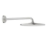 GROHE Rainshower Mono 310 Head Shower Set, Supersteel, 26558DC0 | PureRain Spray, 310 mm Head, 422 mm Shower Wall Arm, SpeedClean Nozzles, Long-Life PVD Finish, Instant Heater Suitable