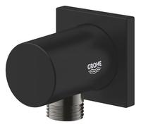 GROHE Rainshower Shower Outlet Elbow, Male Connection Thread 1/2 Inch, Square Escutcheon, Protected Against Backflow, Matt Black, 270762430