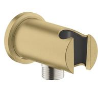 GROHE Rainshower Shower Outlet Elbow with Hand Shower Holder and Round Escutcheon Ø 48 mm, Male Connection Thread 1/2", Wall-Mounted, Protected Against Backflow, Gold, 26658GN0