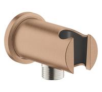 GROHE Rainshower Shower Outlet Elbow with Hand Shower Holder and Round Escutcheon Ø 48 mm, Male Connection Thread 1/2", Wall-Mounted, Protected Against Backflow, Rose Gold, 26658DL0