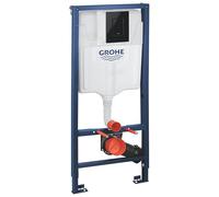 GROHE Rapid SL 3-in-1 Set - Wall Hung Toilet Frame with Cistern 1.13m (Dual Flush GD 2 6&3 l, Skate Cosmopolitan Flush Plate in Glossy Black, Wall Brackets, Hold Load of 400kg), 39940000