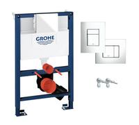 GROHE Rapid Sl 3-in-1 Set for Wall-Hung Toilet, 082 M, Wall Brackets, Skate Cosmopolitan Chrome Flush Plate 38773000