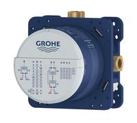 GROHE Universal Rough-In Box (3 Outlets 1/2", 2 Inlets Below 1/2", Installation Depth 75-105 mm, Connection Unit in DR Brass, Pre-Mounted Flushing Plug, No Trim Set Included), 35600000