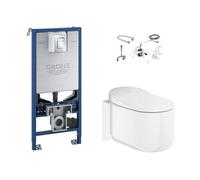 Grohe Sensia Arena Alpine White Rimless Wall Hung Toilet With Soft Close Seat & Concealed Cistern
