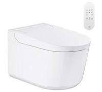 GROHE Sensia - Wall Hung Shower Toilet Rimless WC (2 Self-Cleaning Spray Arms, Remote Control, Water Connection Set, Mounting Aid, Sound Insulation and Triple Vortex Flushing), 36507SH0