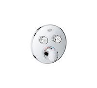 GROHE SmartControl - Round Concealed Mixer for Shower or Bath (2 Valves, Set for Final Installation for GROHE Rapido SmartBox, Push Button for ON-OFF,